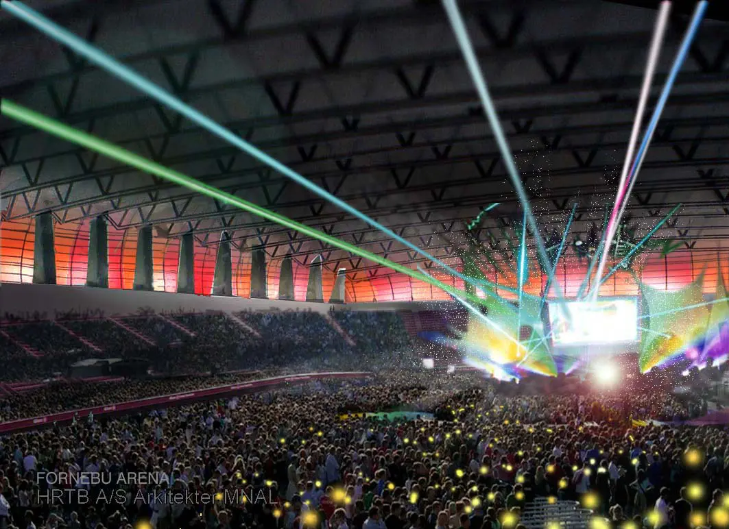 Fornebu arena, Telenor arena, Unity. Et signalbygg, som karakteriseres av en stor takduk som brer over arenaen, og kan lyssettes for å sette ulike stemninger ved diverse arrangement.