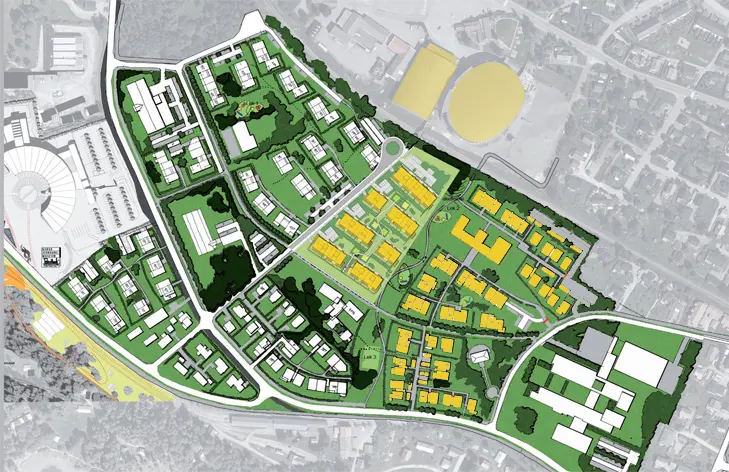 Nordviken, Martodden, Hamar. Boligområde med utsikt til Mjøsa, og grønne og landlige omgivelser.