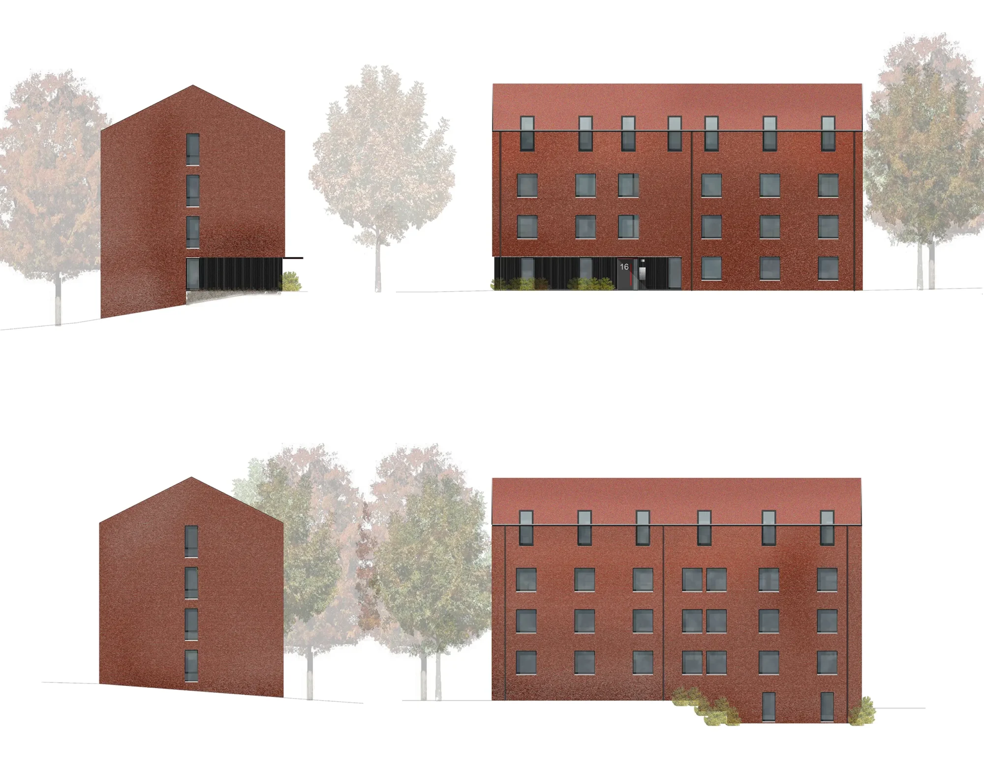 Sogn studentby, Oslo bys arkitekturpris, materialietet fasade: treverk og rød tegl. Studentskipnaden i Oslo (SiO)